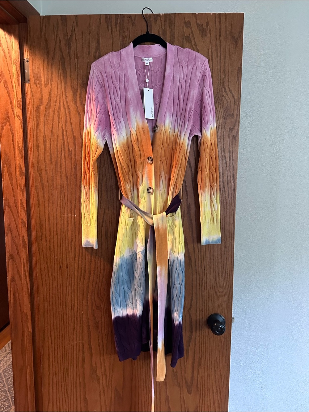 Minnie Rose multi color Cable Knit Cardigan